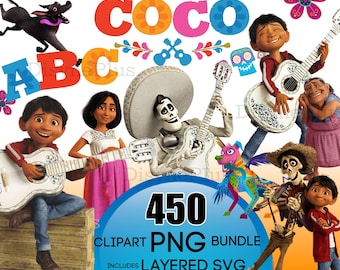 Coco Svg Bundle, Coco Png Clipart, Miguel Rivera, Birthday Decorations, Cake Toppers Theme Party, Disney Coco Movie, Dia De Muertos Guitar