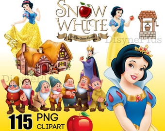 Snow White Clipart Bundle 2026, Princess PNG, Evil Queen Art Shirt Design Birthday Cake Topper, Malefiz Svg, Dopey, Grumpy Bashful Printable