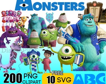 Monsters Inc. Clipart Bundle Png shirt Cake Topper, Mike Sully SVG, University PNG Clip Arts Birthday Party Scrapbooking 2026 Shirt Design