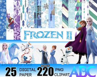 Frozen Svg Bundle, Bday Party Cake Topper, Frozen 2 Clipart, Princess Png, Anna Elsa Olaf, Frozen 2 Svg, Frozen Birthday 2026 Cartoon Poster