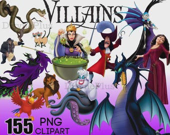 Villains PNG Clipart Bundle, Maleficent Evil Queen png, Captain Hook printable decor, Cartoon Characters Unique Gift Shirt Design Files 2026