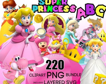 Mario Princess Svg Bundle, Princess Peach Png Svg Clipart, Rosalinda Daisy, Rosalina, Mario Svg Cut Files for Cricut, Luigi Bowser 2026 Game