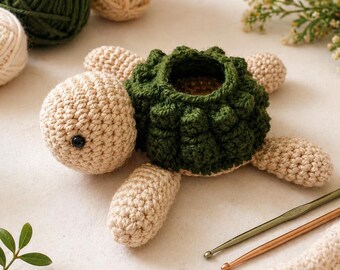 Pot Turtle Crochet Pattern, Cute Turtle Amigurumi PDF, Beginner-Friendly Handmade Home Decor Pattern