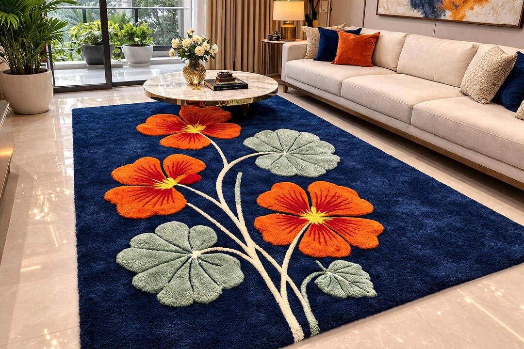 Hand Tufted Wool Rugs,modern Floral Wool Rug, Hand Tufted Area Rug ...
