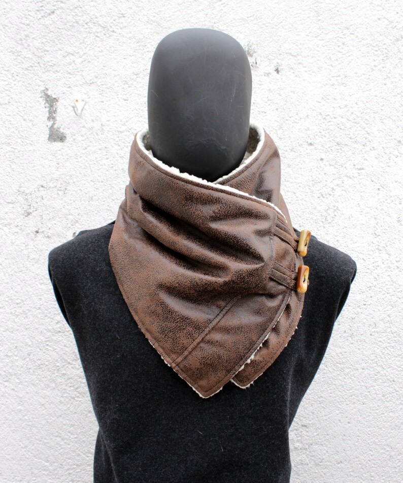 Vegan Men Scarf. Chocolate Suede Fabric With Faux Shearling & Etsy
