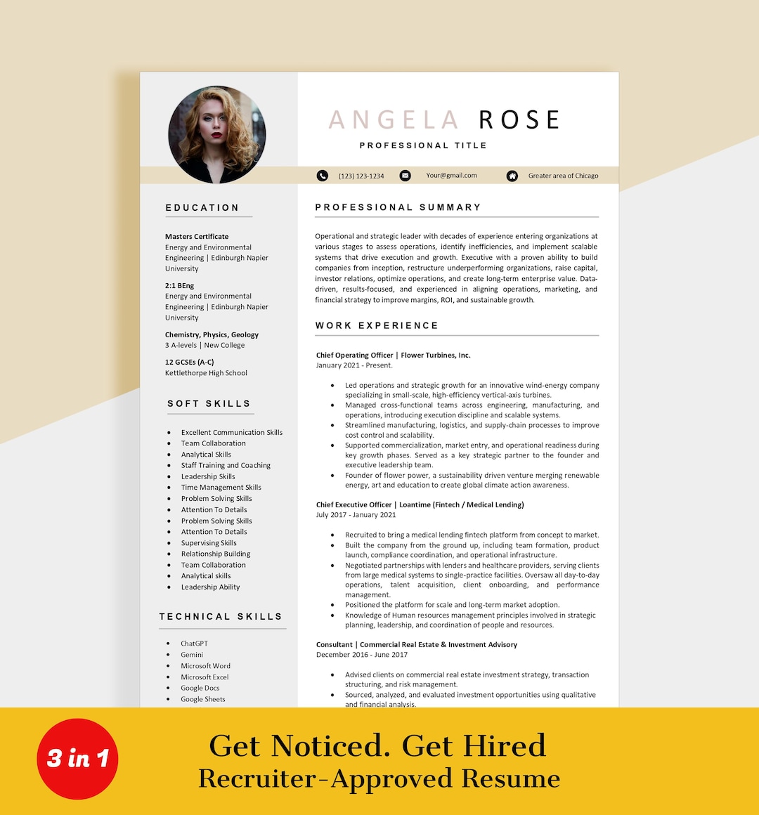 ATS Resume Template Word | Professional CV Template | Modern Resume ...