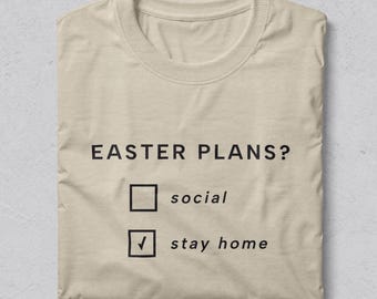 Introvert påsktröja, stanna hemmaplaner, minimalistisk grafisk t-shirt