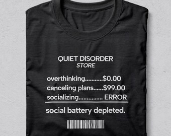 Introvert T-shirt: Urladdat socialt batteri, tyst oordning grafisk t-shirt