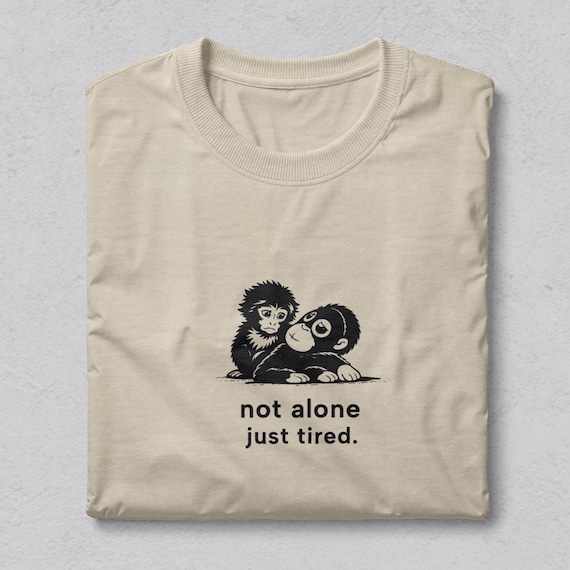 Sad Monkey T-Shirt, Minimalist Graphic Tee, Introvert Burnout Shirt