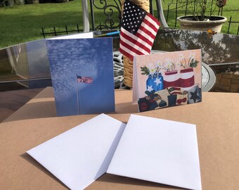 Patriotic Greeting Cards w Envelopes. Sold separately or one each in a set of two.