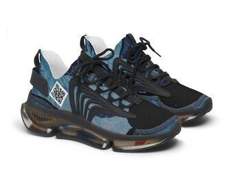 Afro Blue Lady Women's Mesh Sneakers feat. artwork by Artist C. Lorraine Bagley.