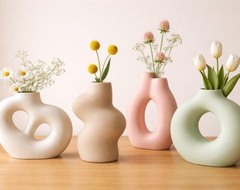 Set of 4 3D files .3MF - organic and designer vases - Alvea, Eleor, Esme, and Ollie vases