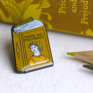 Book Pin Jane Austen Enamel Pin Pride and Prejudice Enamel Pin Badge Book Enamel Pin Book Worm Author