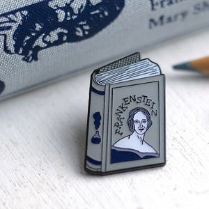 Book Pin Mary Shelley Enamel Pin Frankenstein Enamel Pin Badge Book Enamel Pin Book Worm Author