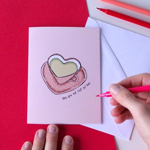 Tarjeta de San Valentín con una taza de té Tarjeta divertida de San Valentín Eres mi taza de té Tarjeta linda para el día de San Valentín Tarjeta para el día de Galentine