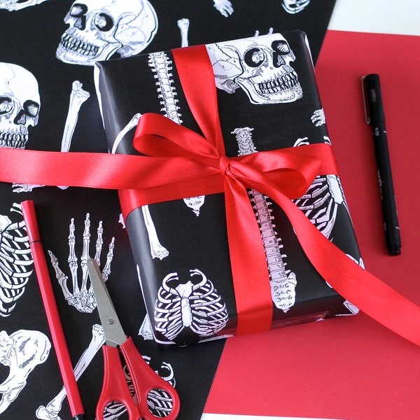 Bones Wrapping Paper Halloween Gift Wrap Pirate Wrapping Paper