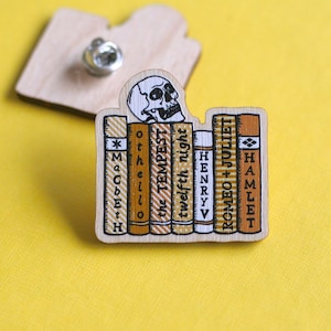 William Shakespeare Pin Book Pin Shakespeare Wooden Pin Hamlet Mr Darcy Classic Literature