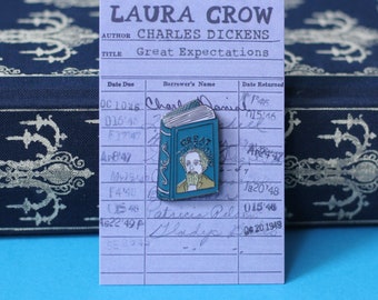 Enamel Pin Charles Dickens Book Pin Great Expectations Enamel Pin Badge Book Enamel Pin Book Worm Author