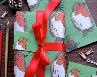 Robin Christmas Wrapping Paper Gift Set