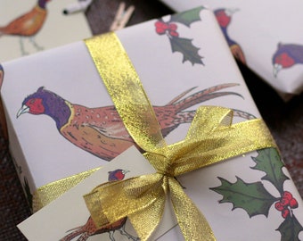 Pheasant Christmas Wrapping Paper Gift Set