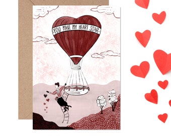 Steampunk Hot Air Balloon Valentine's Card