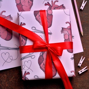 Anatomical Heart Wrapping Paper Valentine's Day Wrapping Paper Halloween Gift Wrap image 1