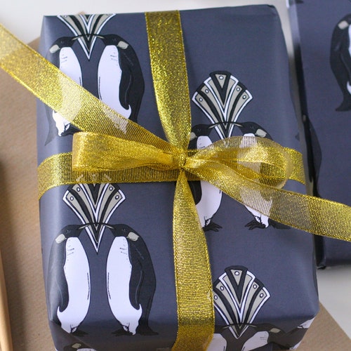Penguin Christmas Wrapping Paper Gift Set Etsy