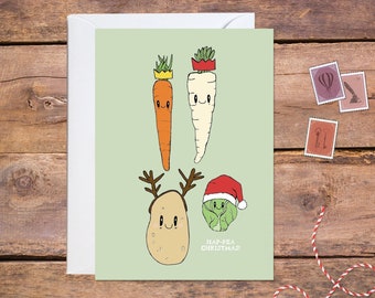 Vegetables Christmas Card Vegan Christmas Card