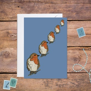 Robin Christmas Card Bleu