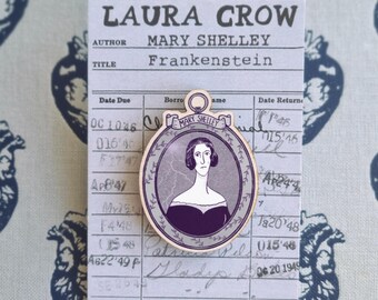 Mary Shelley Portrait Wooden Pin Badge