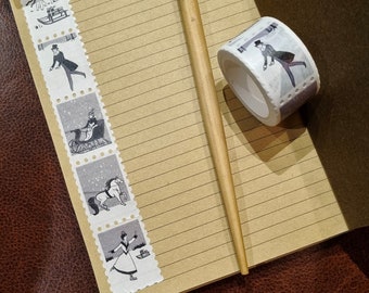 Victorian Ice Skaters Christmas Stamp Washi Tape