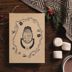 Carte de Noël heurtoir de porte avec un chant de Noël