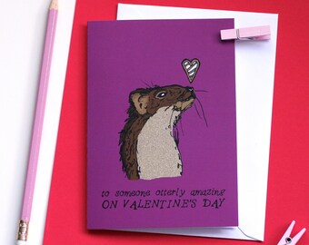 Woodland Otter Valentine's Card Funny Valentine's Card Cute Valentine's Day Card