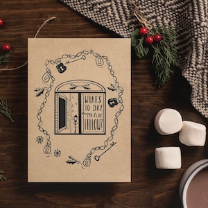 Una cartolina di Natale con la finestra di Natale