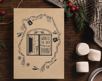 Tarjeta de Navidad con ventana de cuento de Navidad