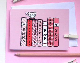 Jane Austen Bookshelf Card