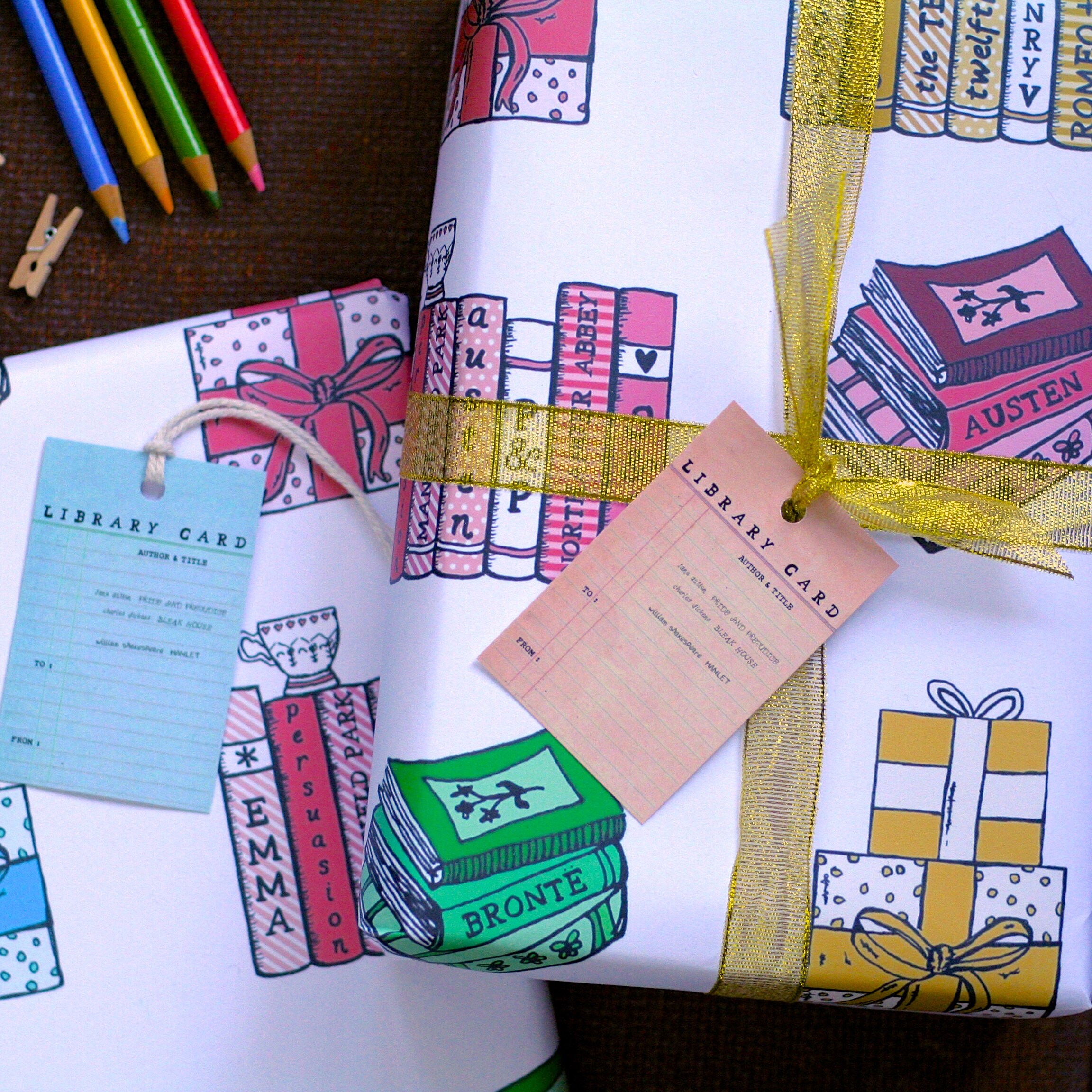 Books Wrapping Paper Gift Set Etsy