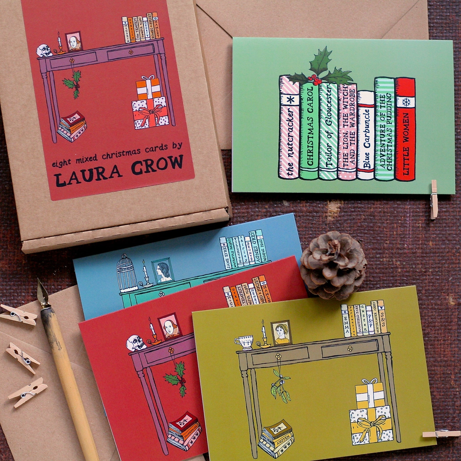 Christmas Bookshelf Christmas Card Etsy