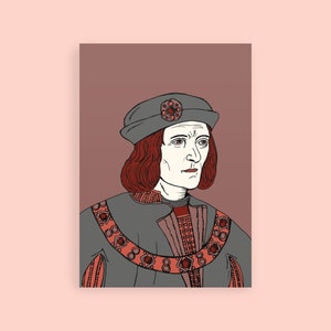 Carte postale du roi Richard III Les Plantagenêts Imprimer Carte postale de l'histoire anglaise Guerre des roses Histoire britannique Famille royale