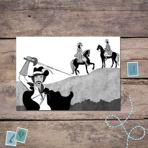 Carte postale noire d’encre de trois mousquetaires