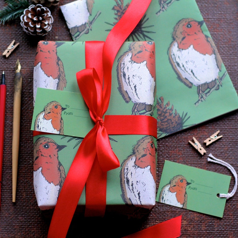Robin Gift Set Robin Christmas Wrapping Paper Gift Set - Etsy