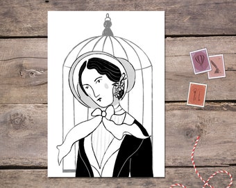 Jane Eyre Black Ink Postcard