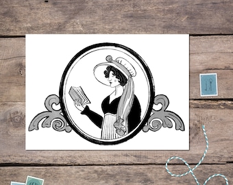 Elizabeth Bennet Black Ink Postcard