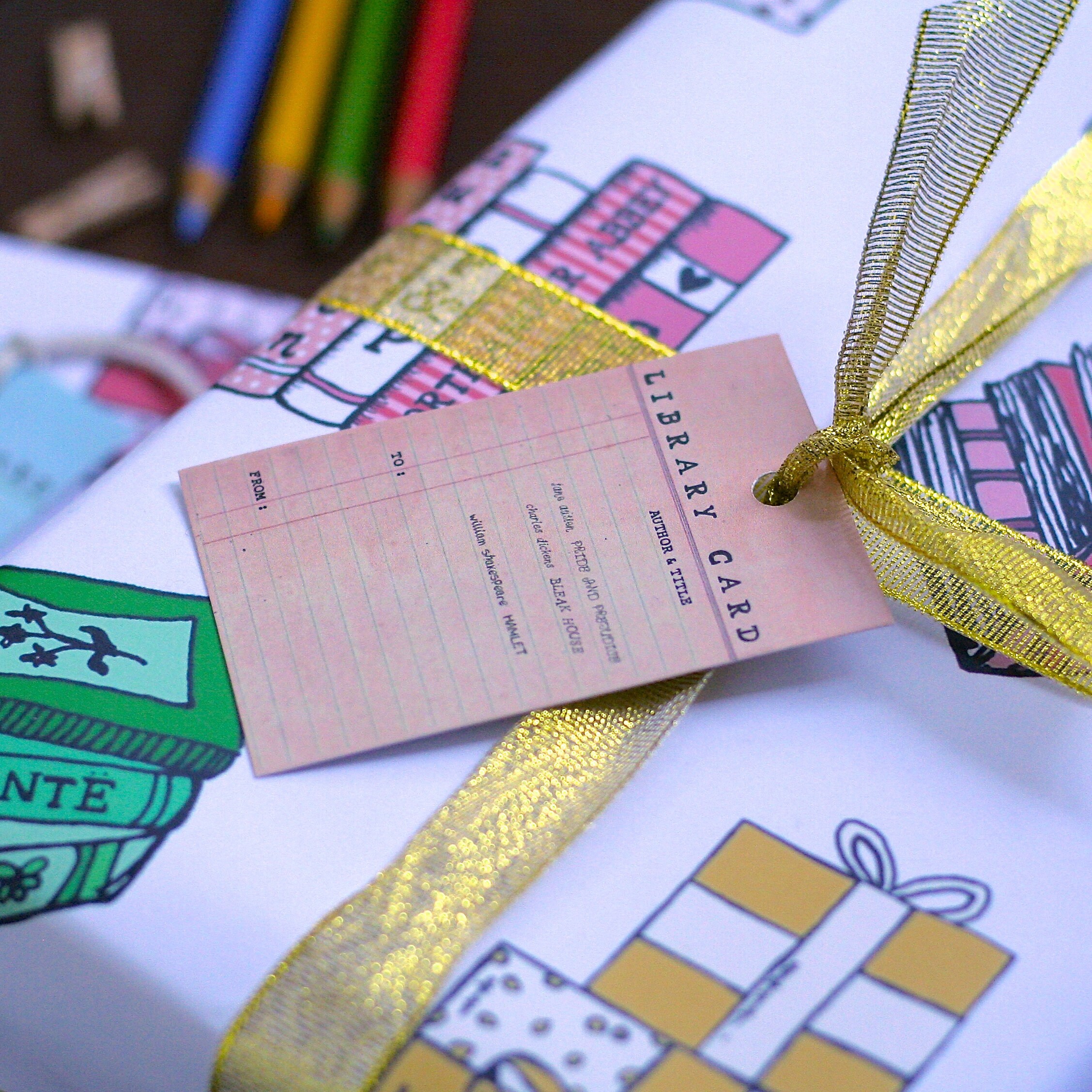 Books Wrapping Paper Gift Set Etsy