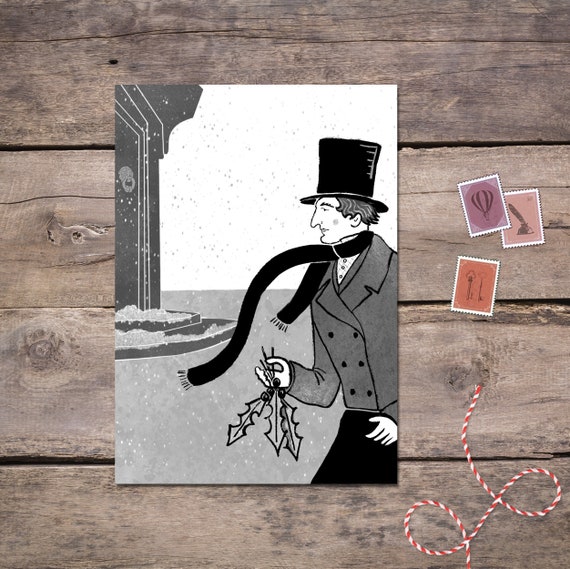 Ebenezer Scrooge Black Ink Postcard
