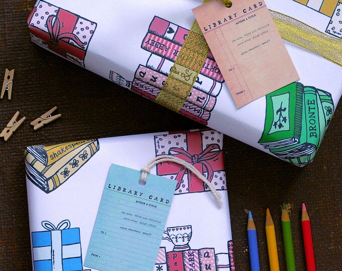 Books Wrapping Paper Gift Set Etsy