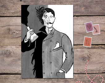 Dr Jekyll and Mr Hyde Black Ink Postcard