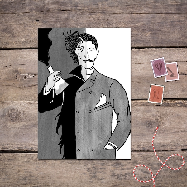 Dr Jekyll and Mr Hyde Black Ink Postcard