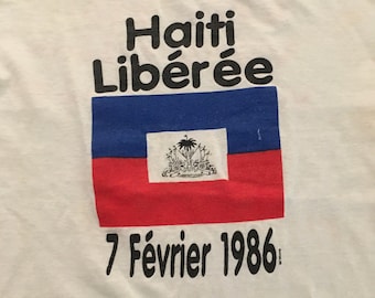 Vintage HAITI LIBEREE 1986 Original Tee Shirt, Size Small, Febburary 7