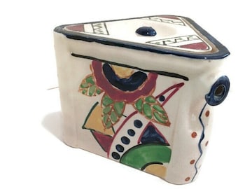 Japanese Teapot, Art Deco Three Cornered, Ceramic, Hand Painted Triangular Teapot, Unusual Design